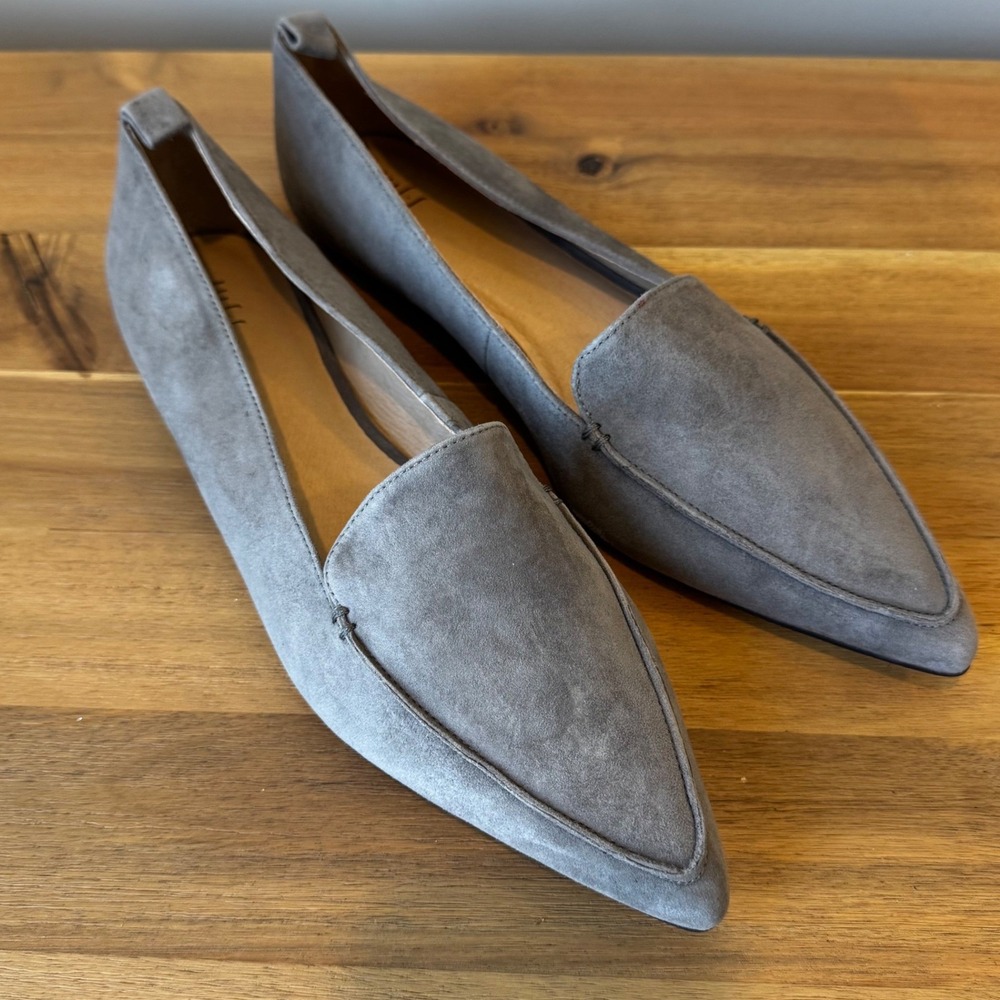 J. Jill Women  9.5M Gray Suede Leather Pointed Toe Loafer Flats Classic Luxury - Picture 6 of 14
